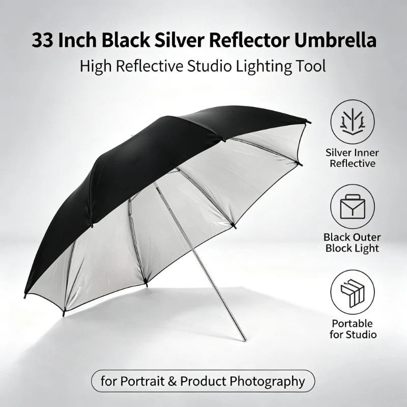 Photography Umbrella - Payung Reflektif Hitam Tahan Lama 33-inci