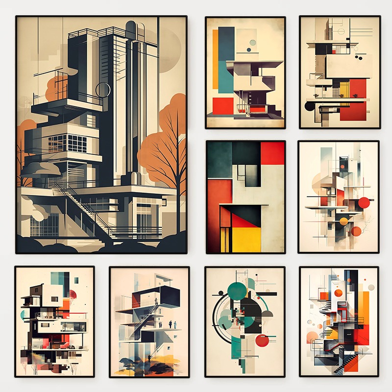 Photography Geometry - Poster Sketsa Arsitektur Bauhaus Minimalis Vintage