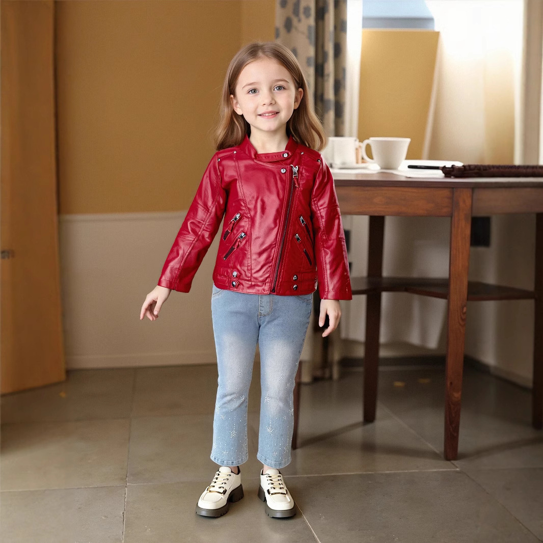 Jaket Kulit PU Anak Perempuan  - Photography Design ulasan dan harga